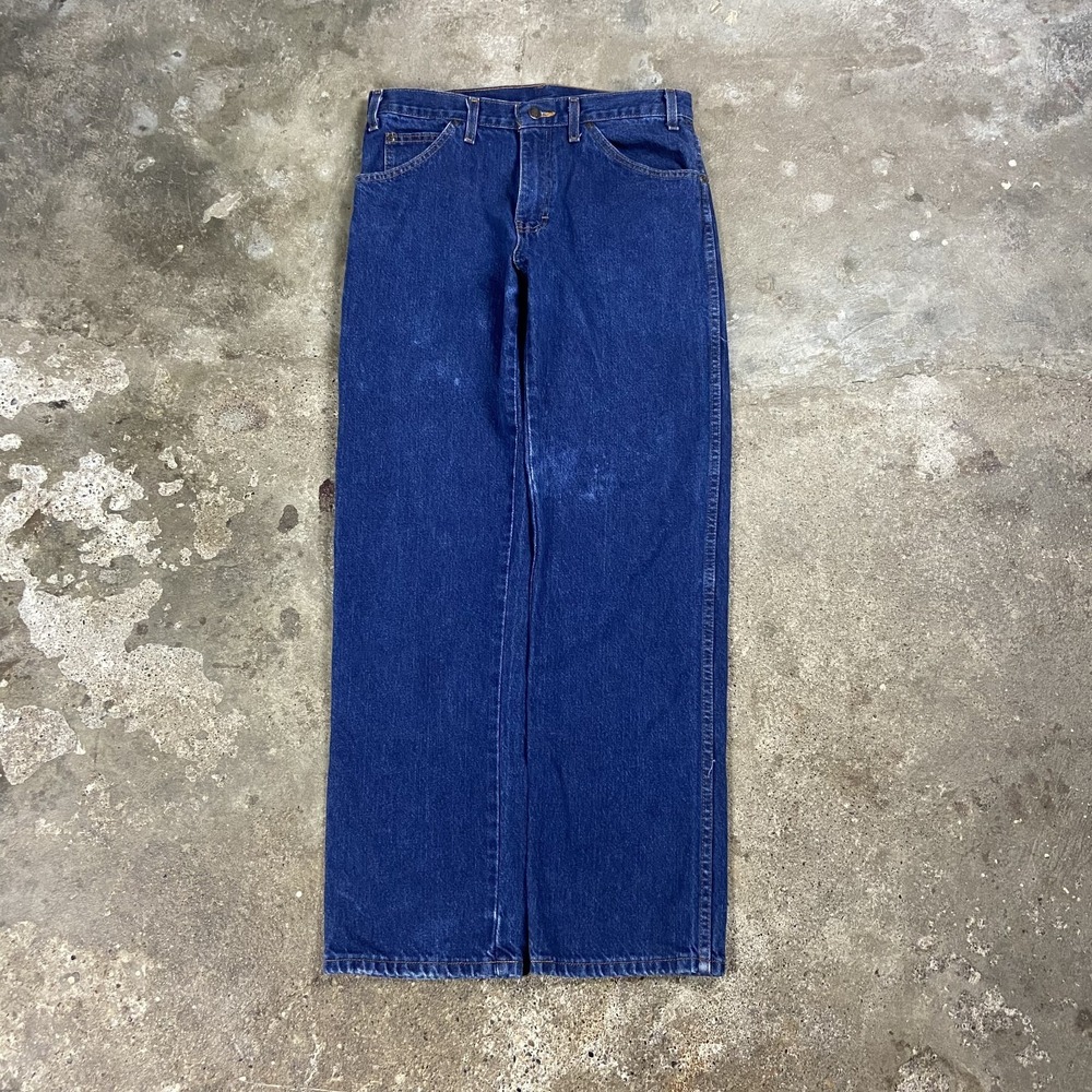 Dickies Jeans Size 32x32 Blue Denim Dark Wash Straight Fit Utility Work Wear